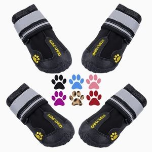 QUMY 4-piece Dog Waterproof Boots - black- size 5